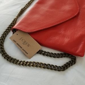 NWT▪︎J Crew red leather envelope purse